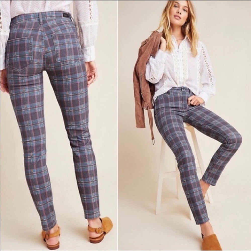 PAIGE Hoxton plaid ankle skinny jeans Sz. 26